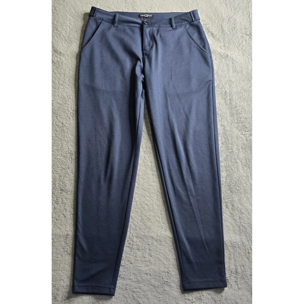 YoungLA Pants Mens 32X32 (32X28) Navy Blue Dapper Dress Athletic Stretch #614